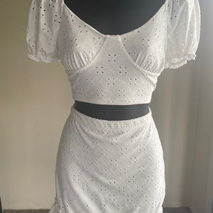 CUTE White 2 Piece Top & Skirt
